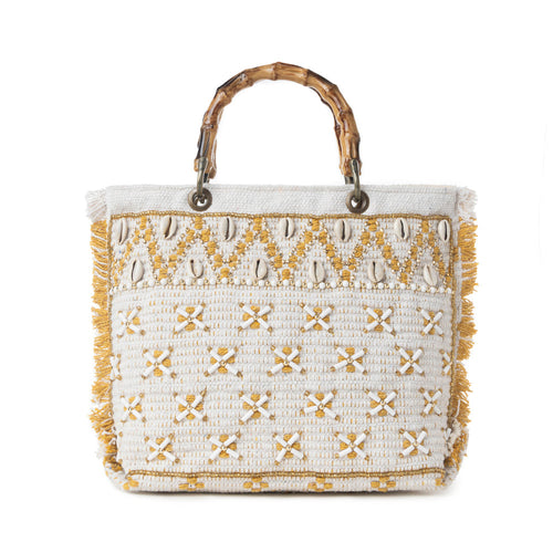 Myra Sunset Creek Embroidered Small Bag in Coastal White