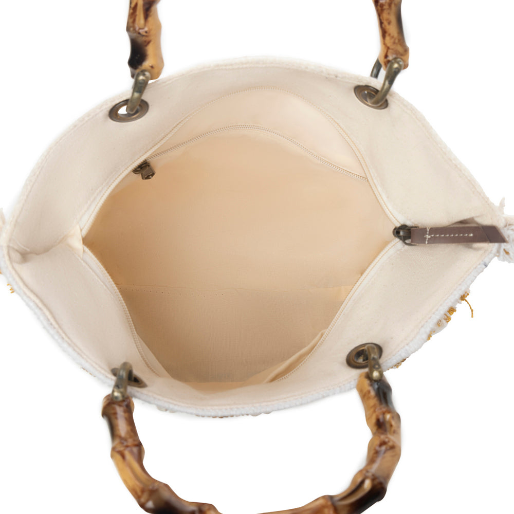 Myra Sunset Creek Embroidered Small Bag in Coastal White