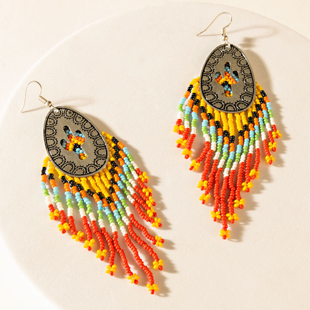 Pueblo Glow Beaded Earrings in Sunrise Yellow