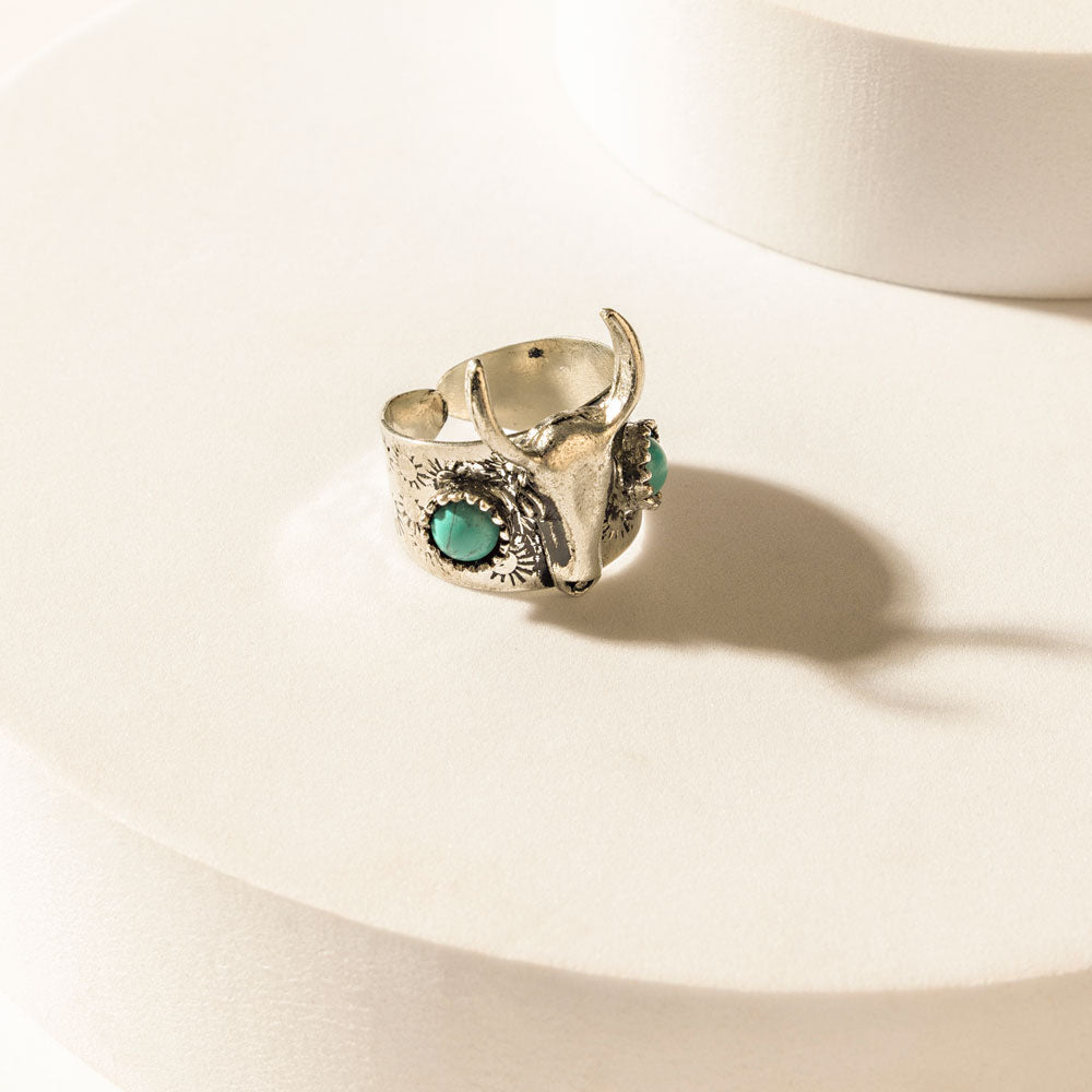 Longhorn Vow Ring in Sage Steel