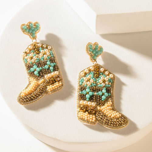 Boots & Bloom Earrings in Jade Green