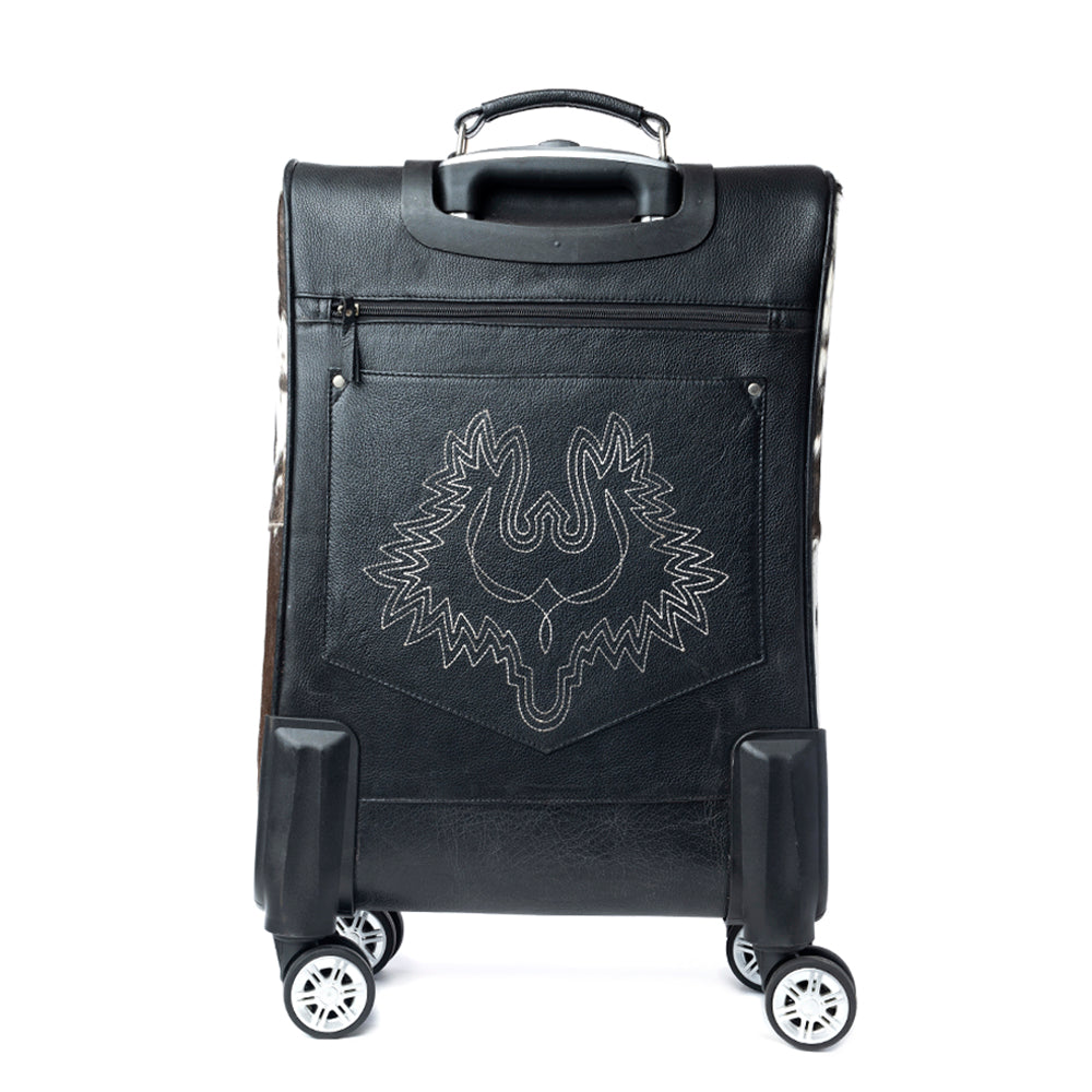 Prairie Shadow Handtooled Hairon Leather Trolley in Stallion Noir