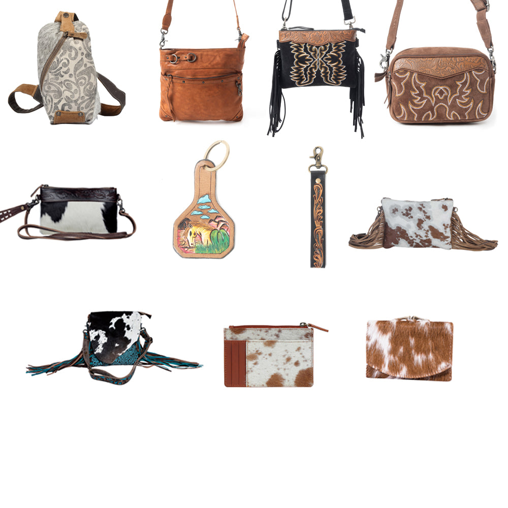 Desert Fawn Handtooled Hairon Leather Trolley in Amber Fawn