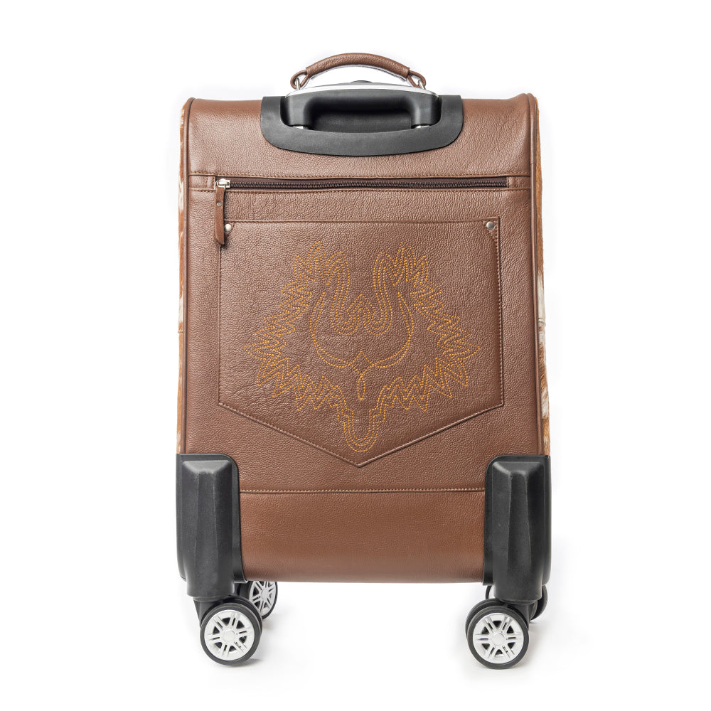 Desert Fawn Handtooled Hairon Leather Trolley in Amber Fawn