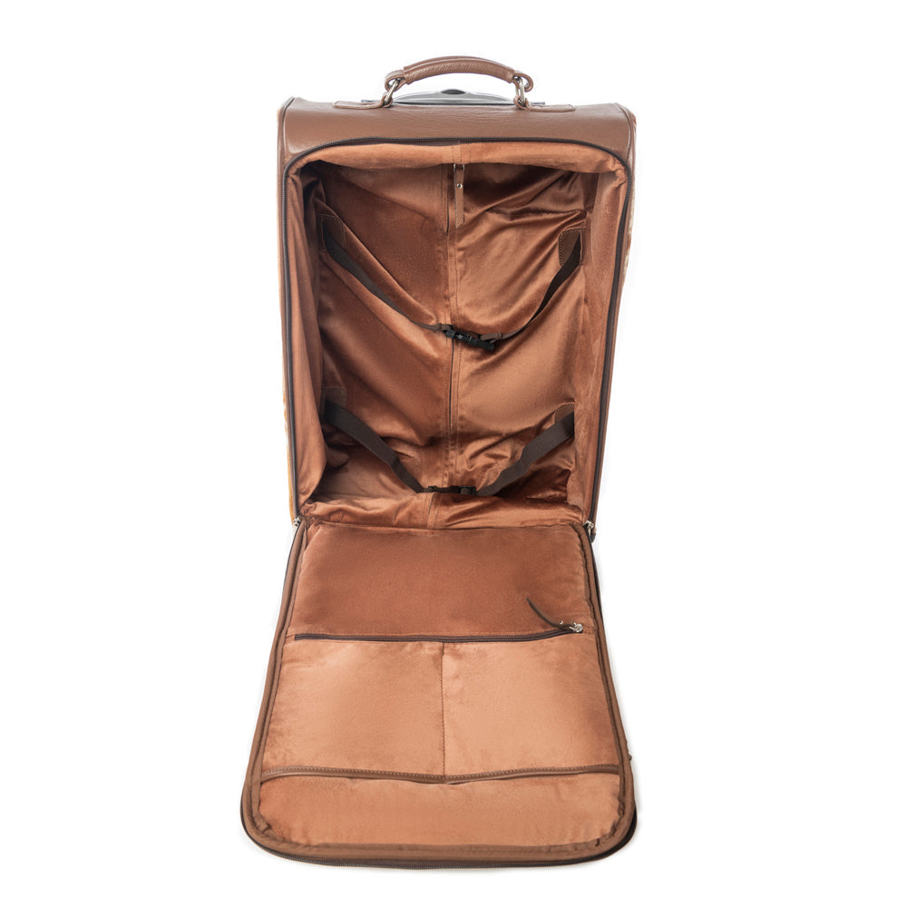 Desert Fawn Handtooled Hairon Leather Trolley in Amber Fawn