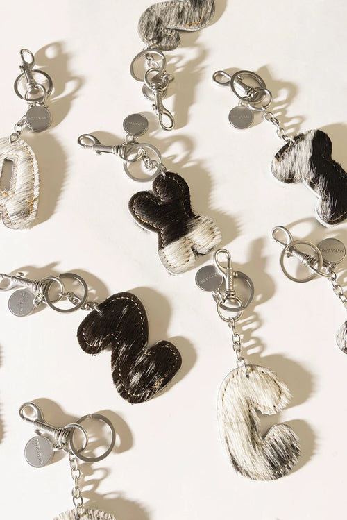 Alpha Hairon Bag Charm in Black & White