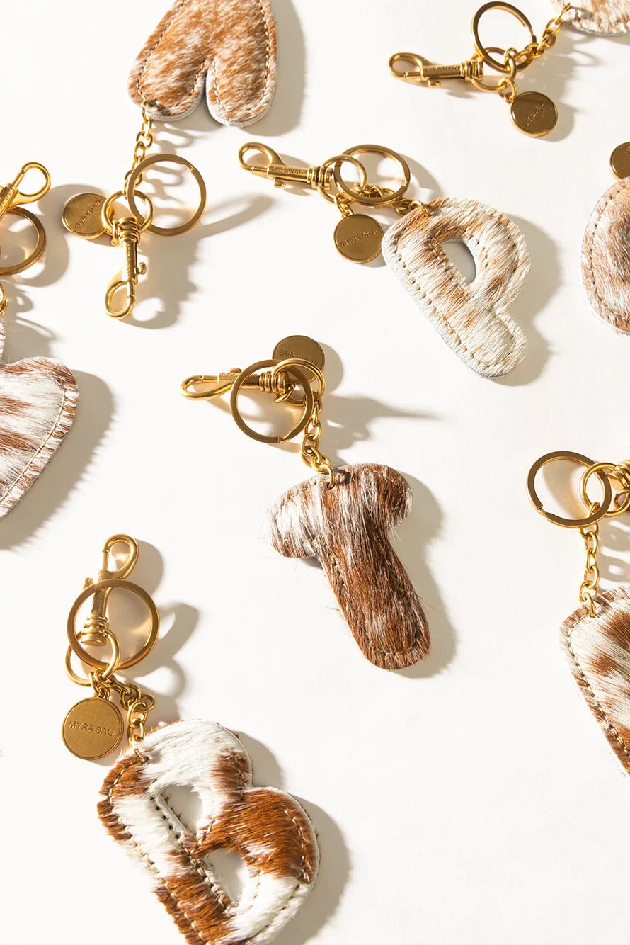 Alpha Hairon Bag Charm in Brown & White