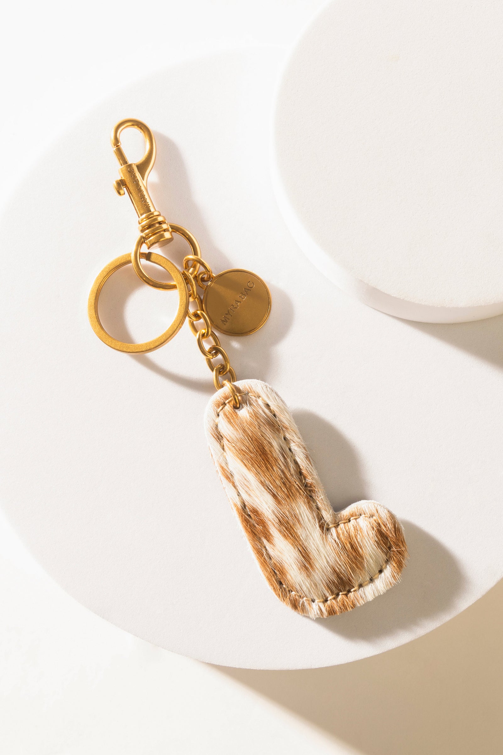 Alpha Hairon Bag Charm in Brown & White