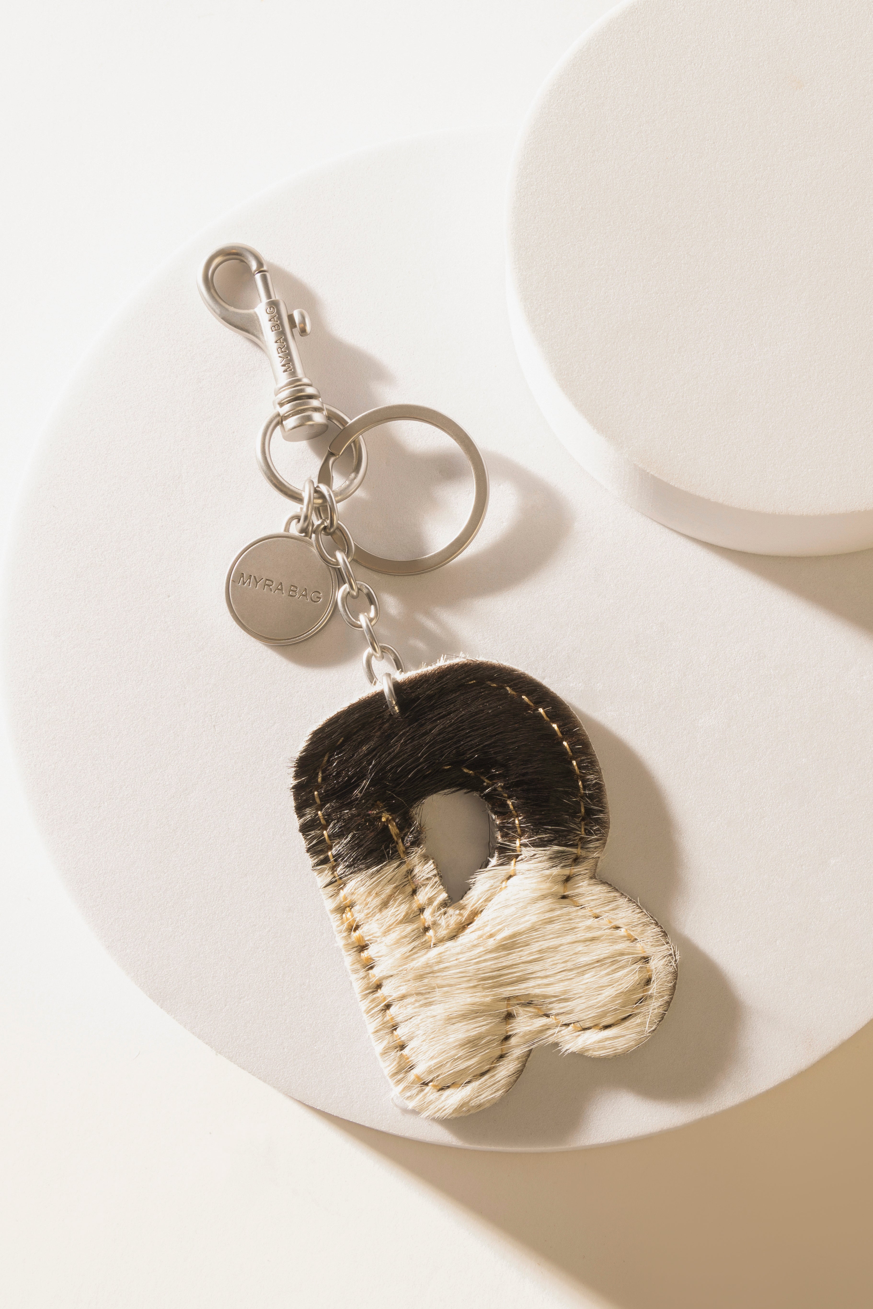 Alpha Hairon Bag Charm in Black & White