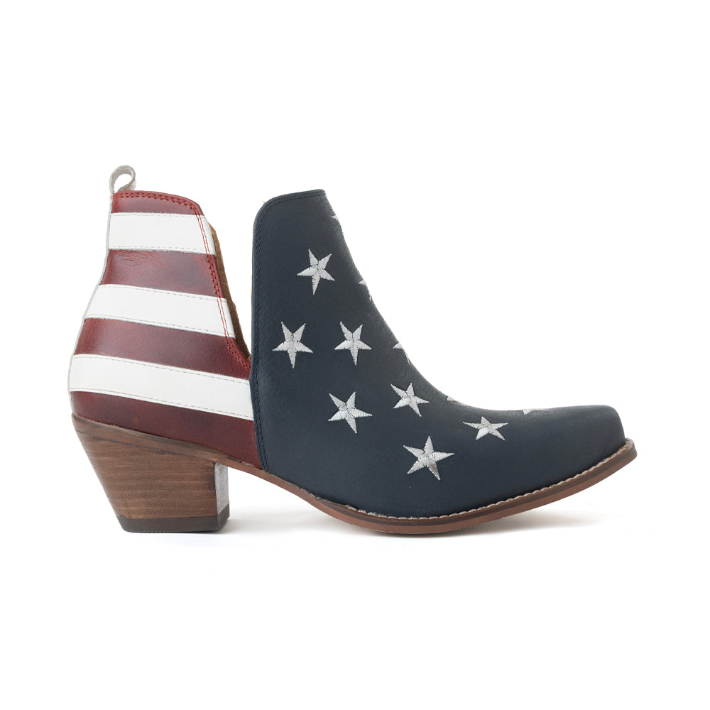 Liberty Star Leather Booties in Vintage Blue