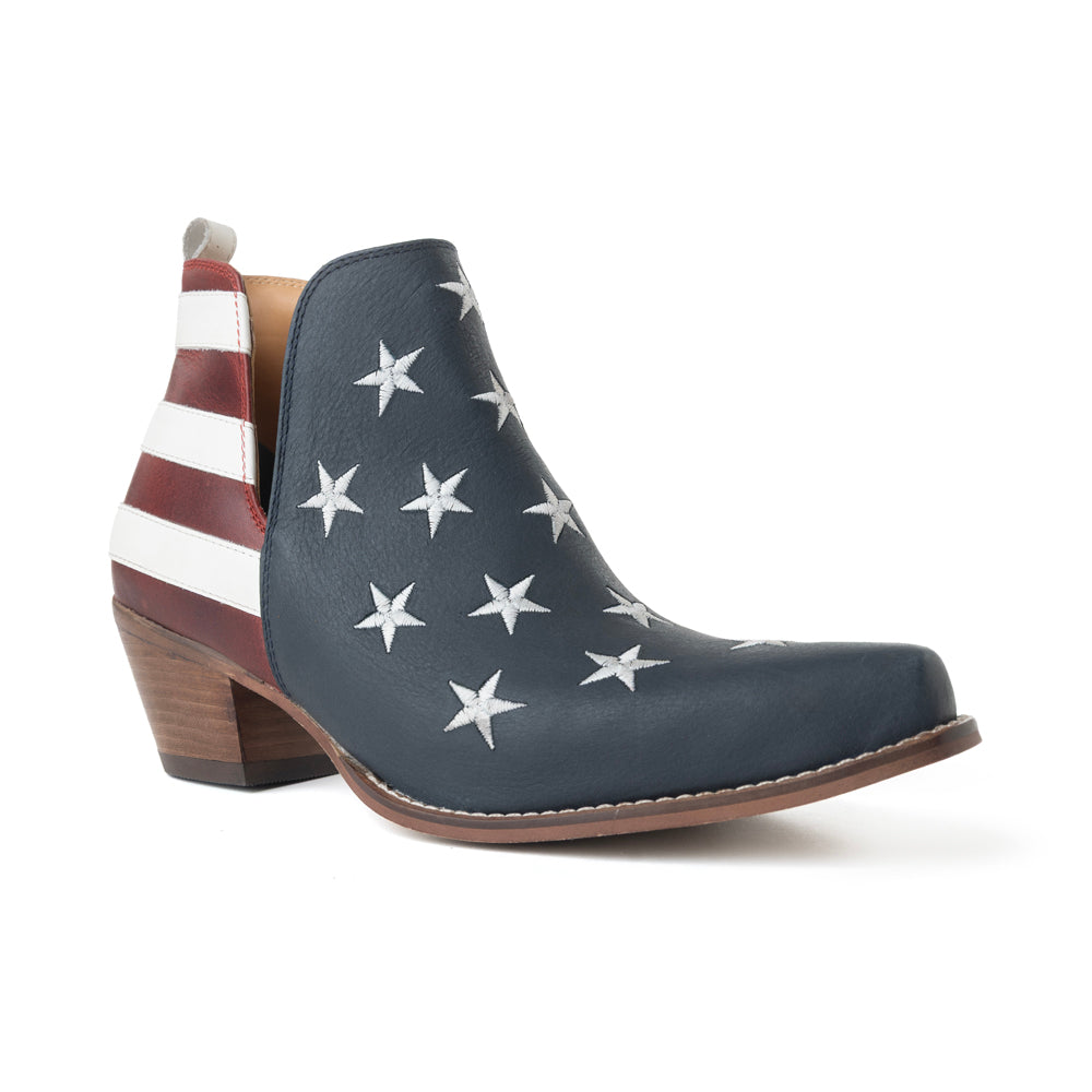 Liberty Star Leather Booties in Vintage Blue