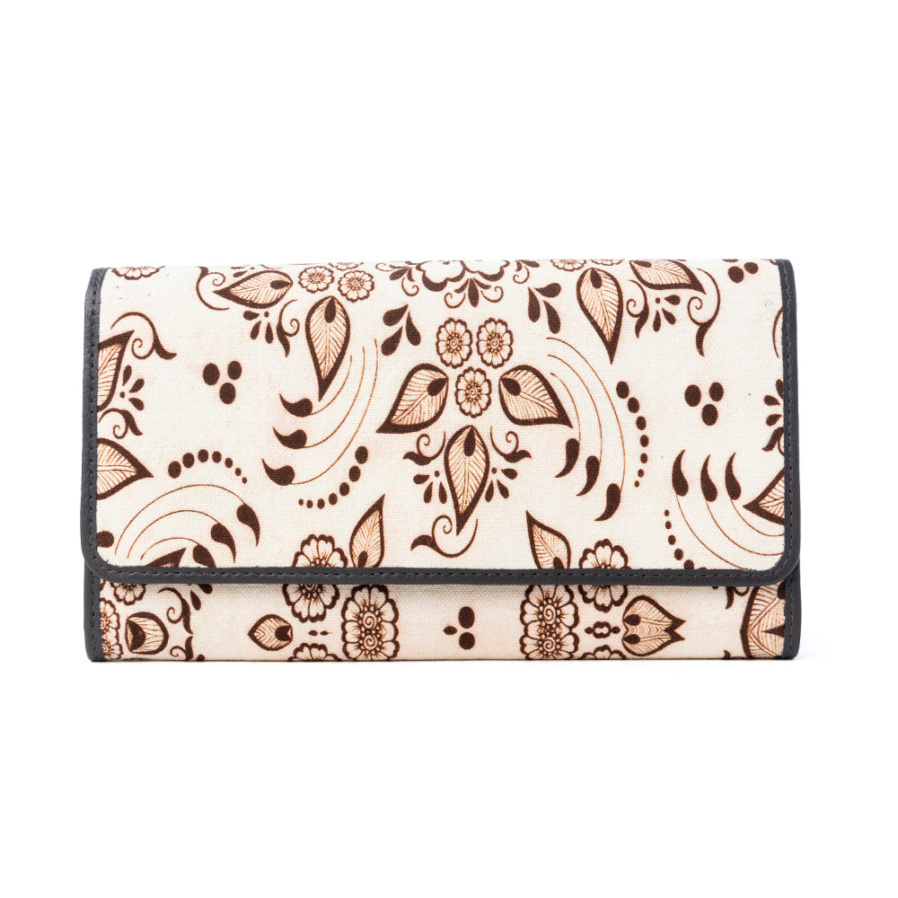 Vanilla Vine Woven Wallet in Sepia Bloom