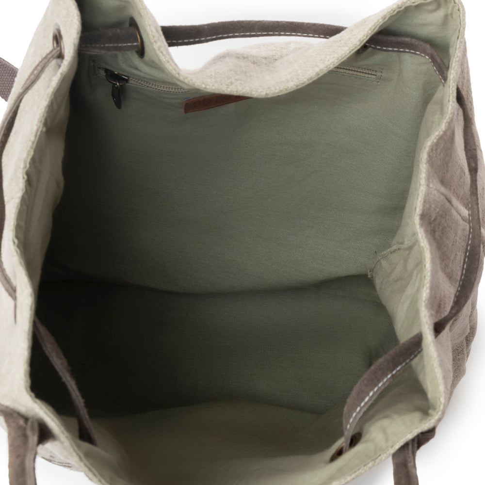 Myra Sel de Mer Bucket Backpack in Drift Olive