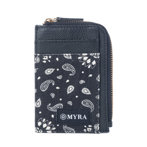 Shadow Paisley Leather Credit Card Holder in Midnight Paiseley