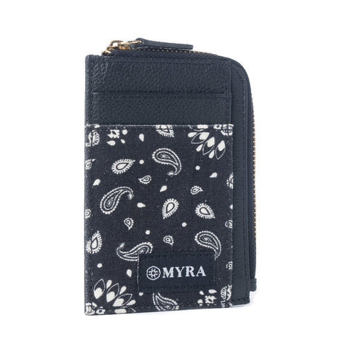 Shadow Paisley Leather Credit Card Holder in Midnight Paiseley