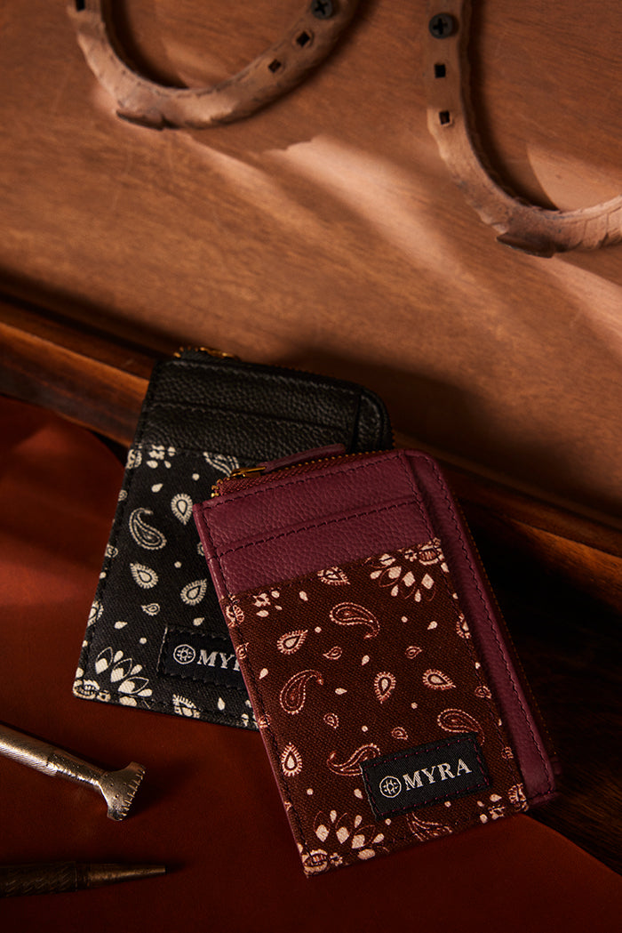 Red Rock Bloom Leather Credit Card Holder in Russet Plum