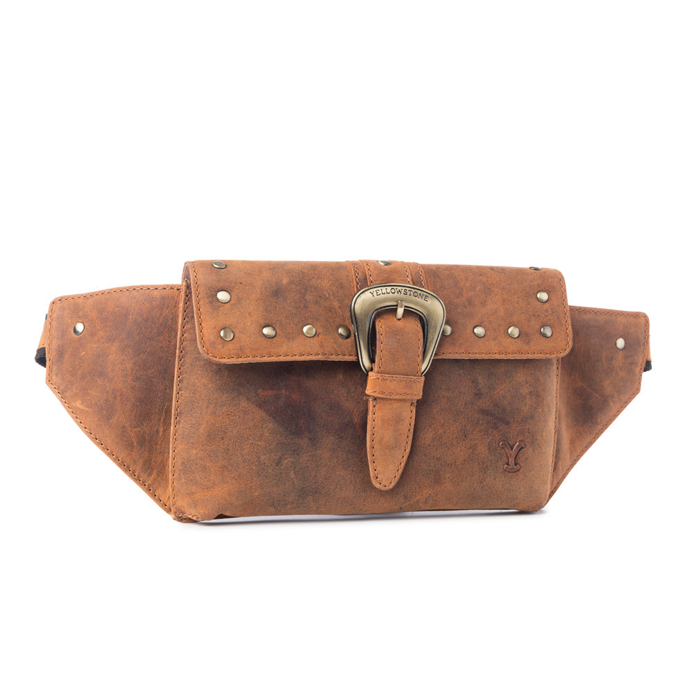 Yellowstone High Plains Studded Fanny Pack with Buckle in Amber