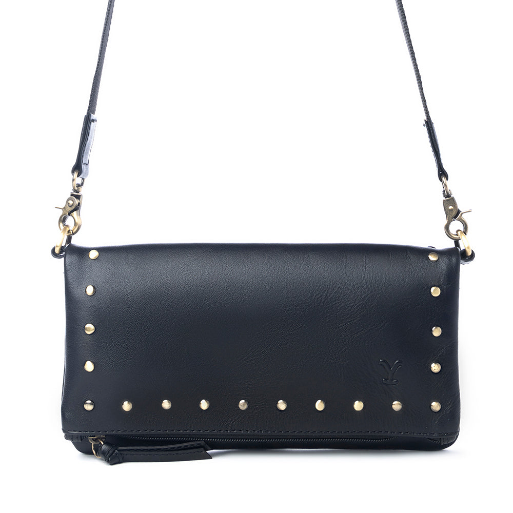 Yellowstone Palisade Clutch Bag with Rivets in Ash