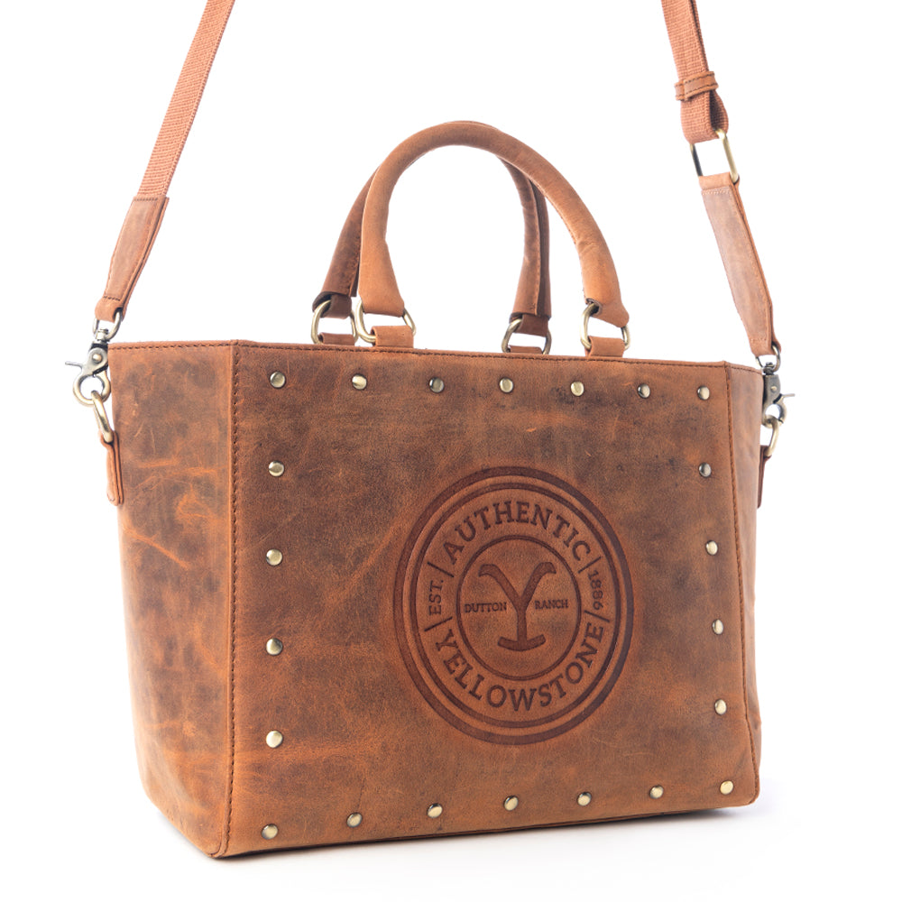 Yellowstone Valley Soul Studded & Embossed Tote Leather Bag Variant Combo