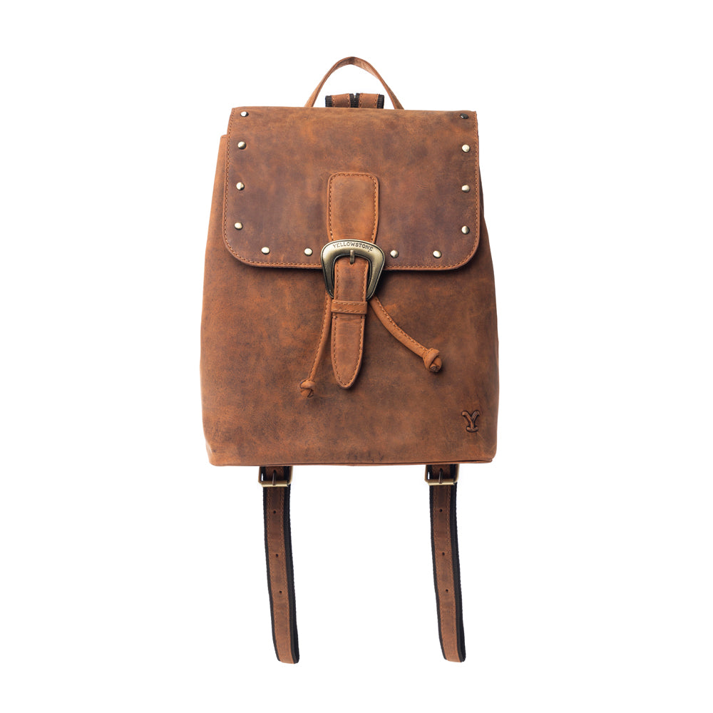 Yellowstone Longhorn Amber Studded Leather Backpack