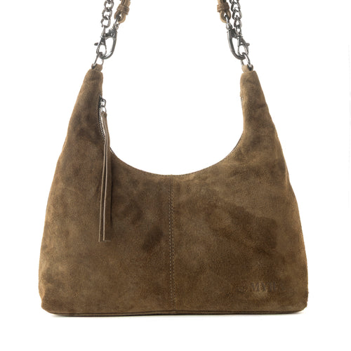 Juniper Trail Genuine Suede Bag for Women in olive with soft finish with extra strap