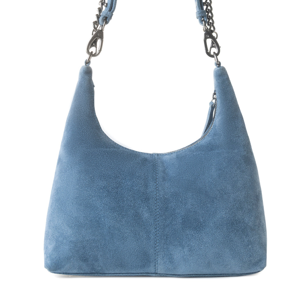 Juniper Trail Genuine Suede Bag for Women in denim blue with extra strap