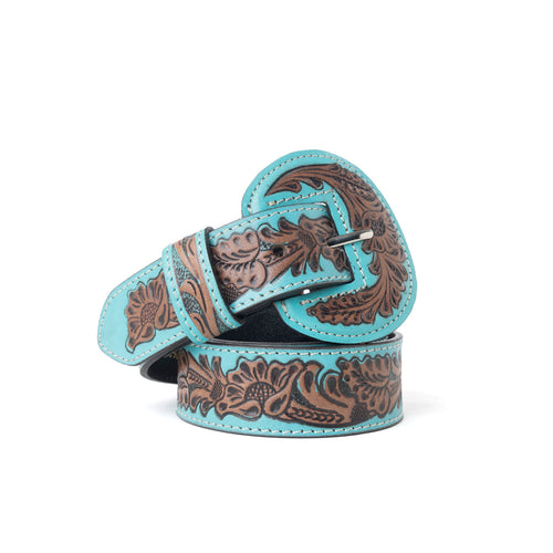 Barrel Bloom Leather Belt in Mahogany Brown