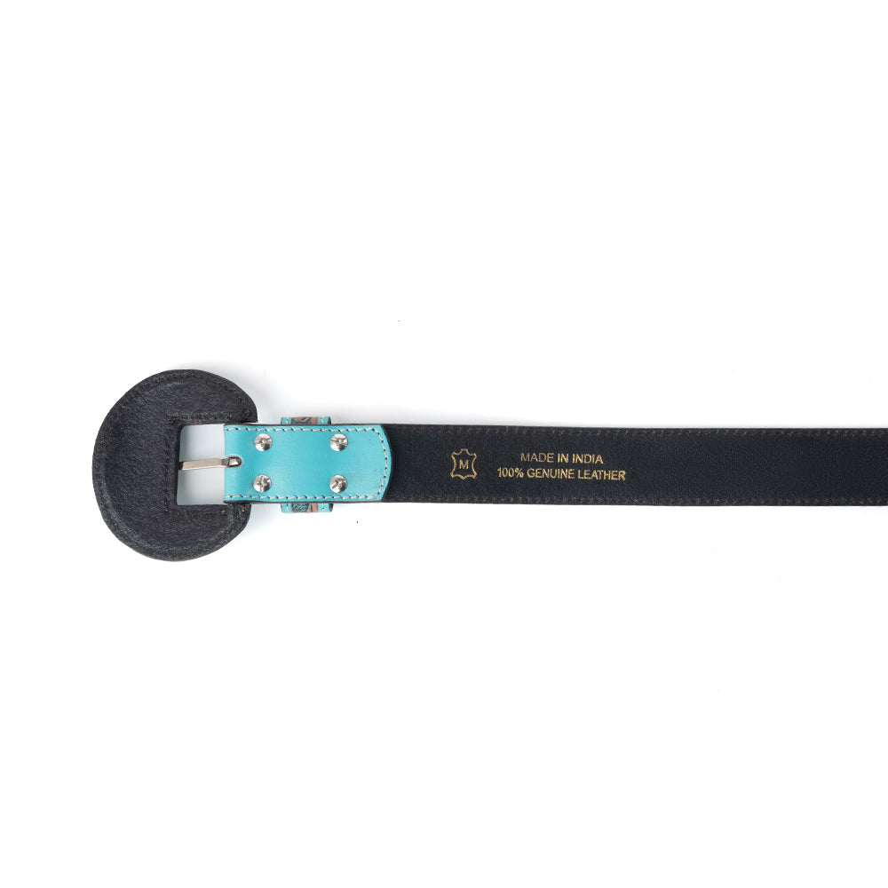 Barrel Bloom Leather Belt in Mahogany Brown