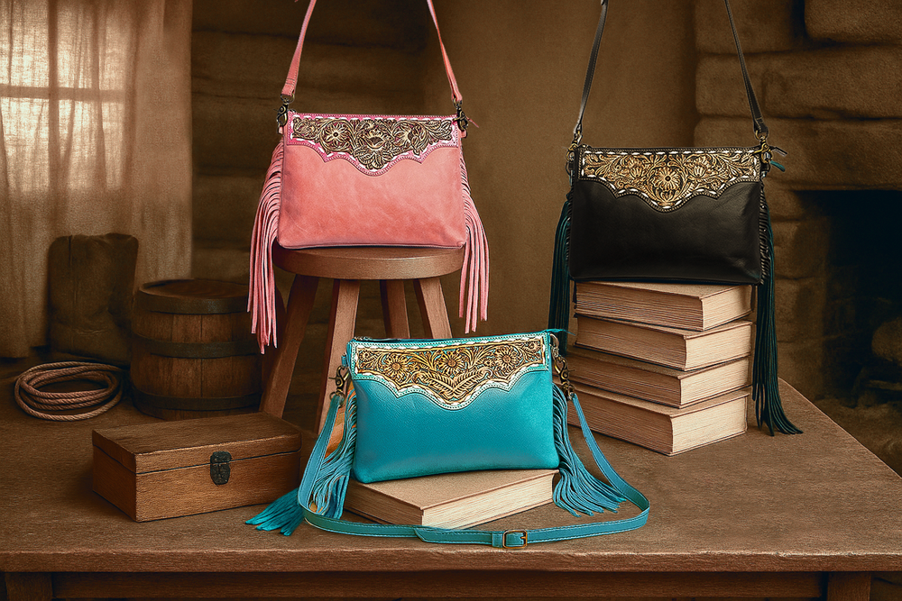 Chaparral Ridge Hand-Tooled Bag In Pink