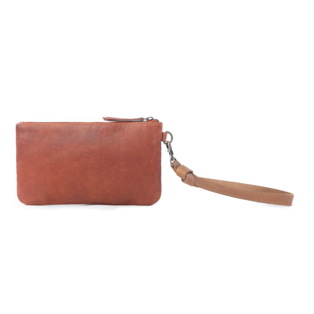 Nova Point Studded Wash Leather Pouch in Bronzed Amber