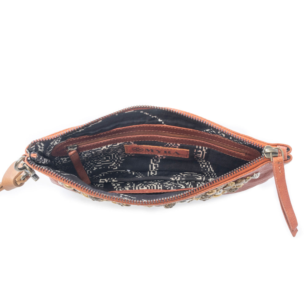 Nova Point Studded Wash Leather Pouch in Bronzed Amber