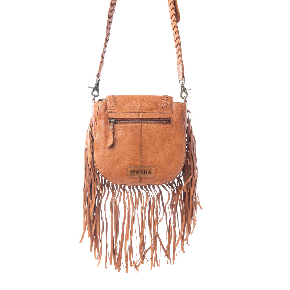 Festival Ember Studded Leather Bag with Fringes in Western Clay