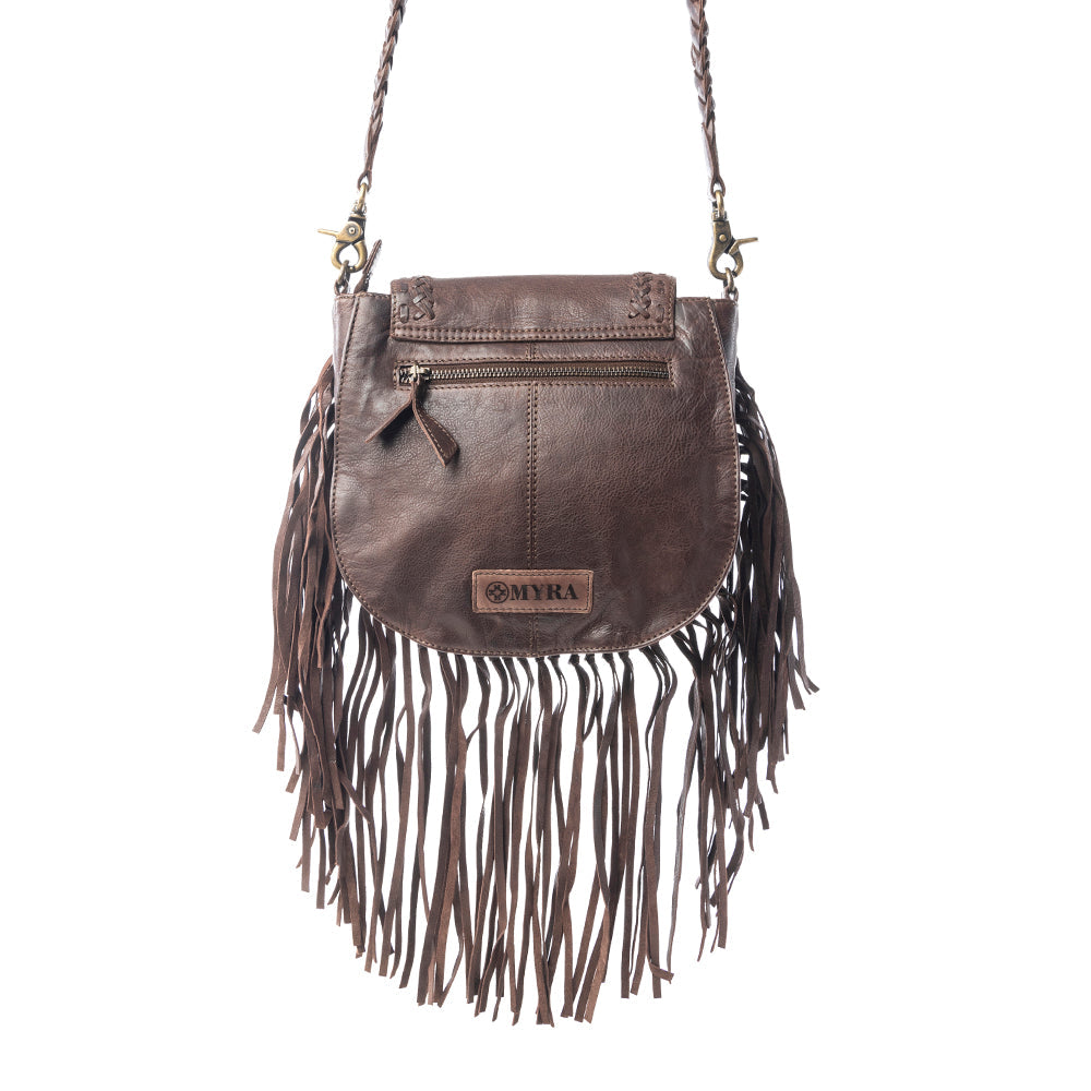 Luna Belle Studded Leather Bag with Fringes in Maverick Mocha