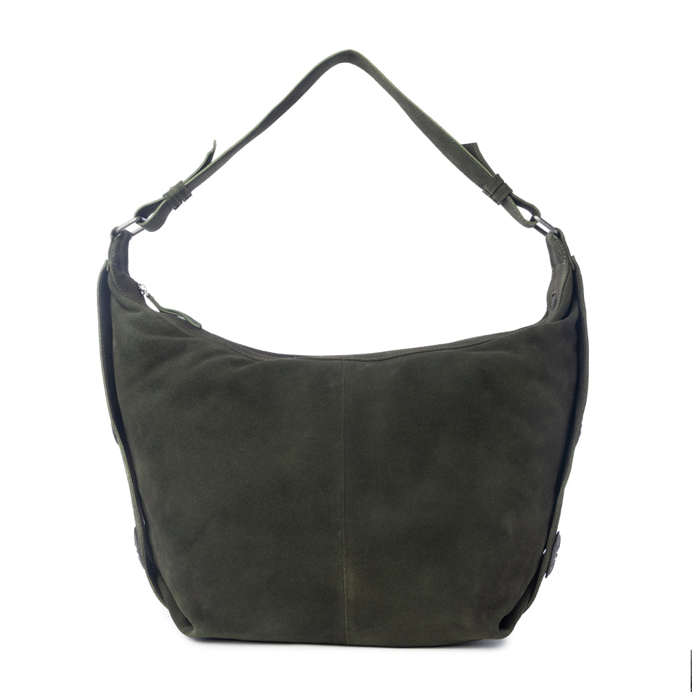 Hunter’s Grove Suede Leather Shoulder Bag in Ranch Olive