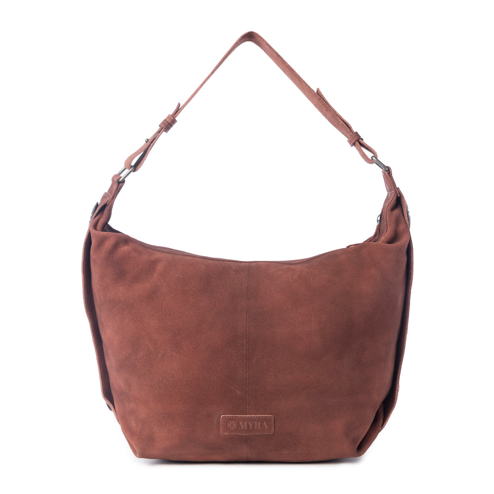 Paradise Valley Suede Leather Shoulder Bag in Auburn Brown