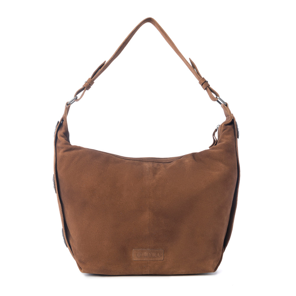 Paradise Valley Suede Leather Shoulder Bag in Auburn Brown