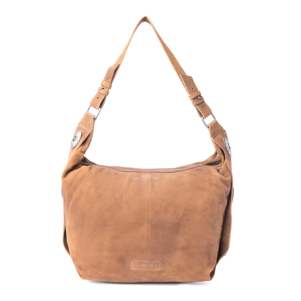 Rustwood Suede Leather Shoulder Bag in Oak Brown