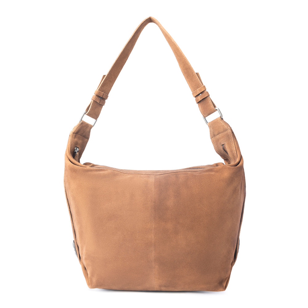 Rustwood Suede Leather Shoulder Bag in Oak Brown