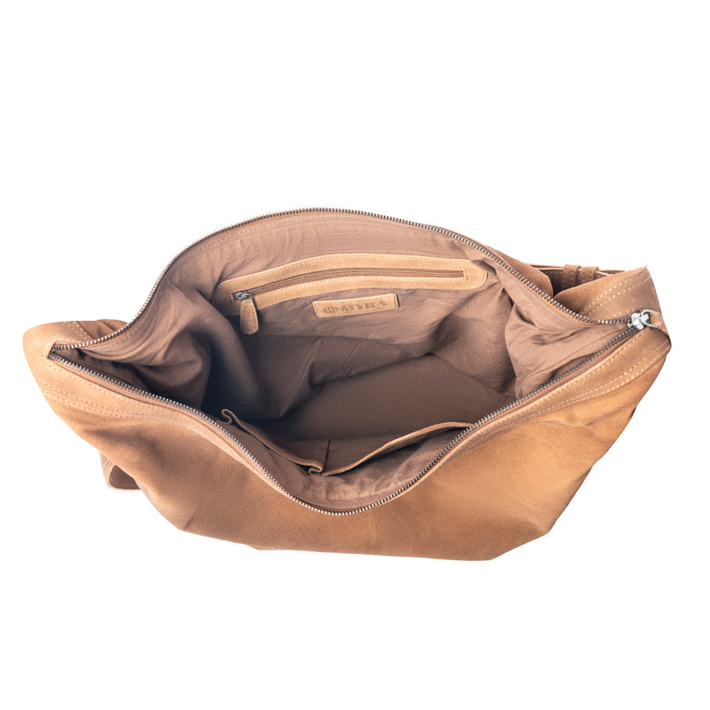 Rustwood Suede Leather Shoulder Bag in Oak Brown