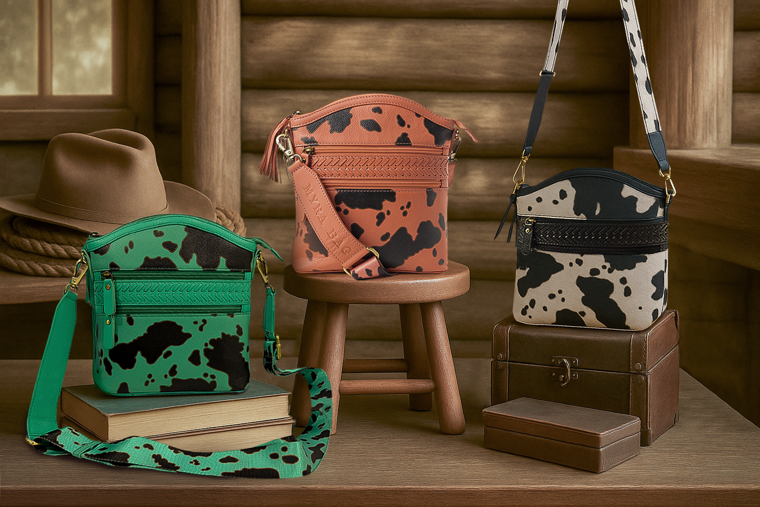 Prairie Sage Spotted Shoulder Bag In Black