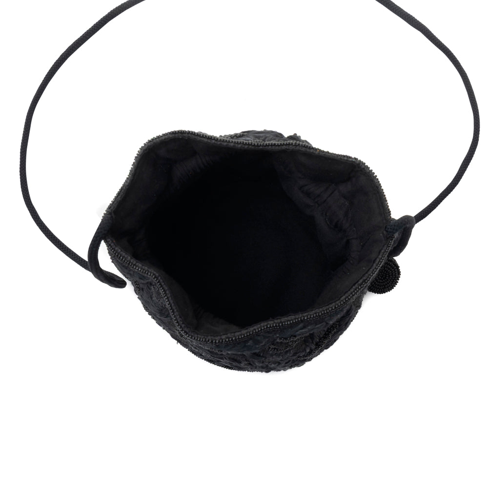Honey Vine Western Bucket Bag for Women in Black with embroidered detail