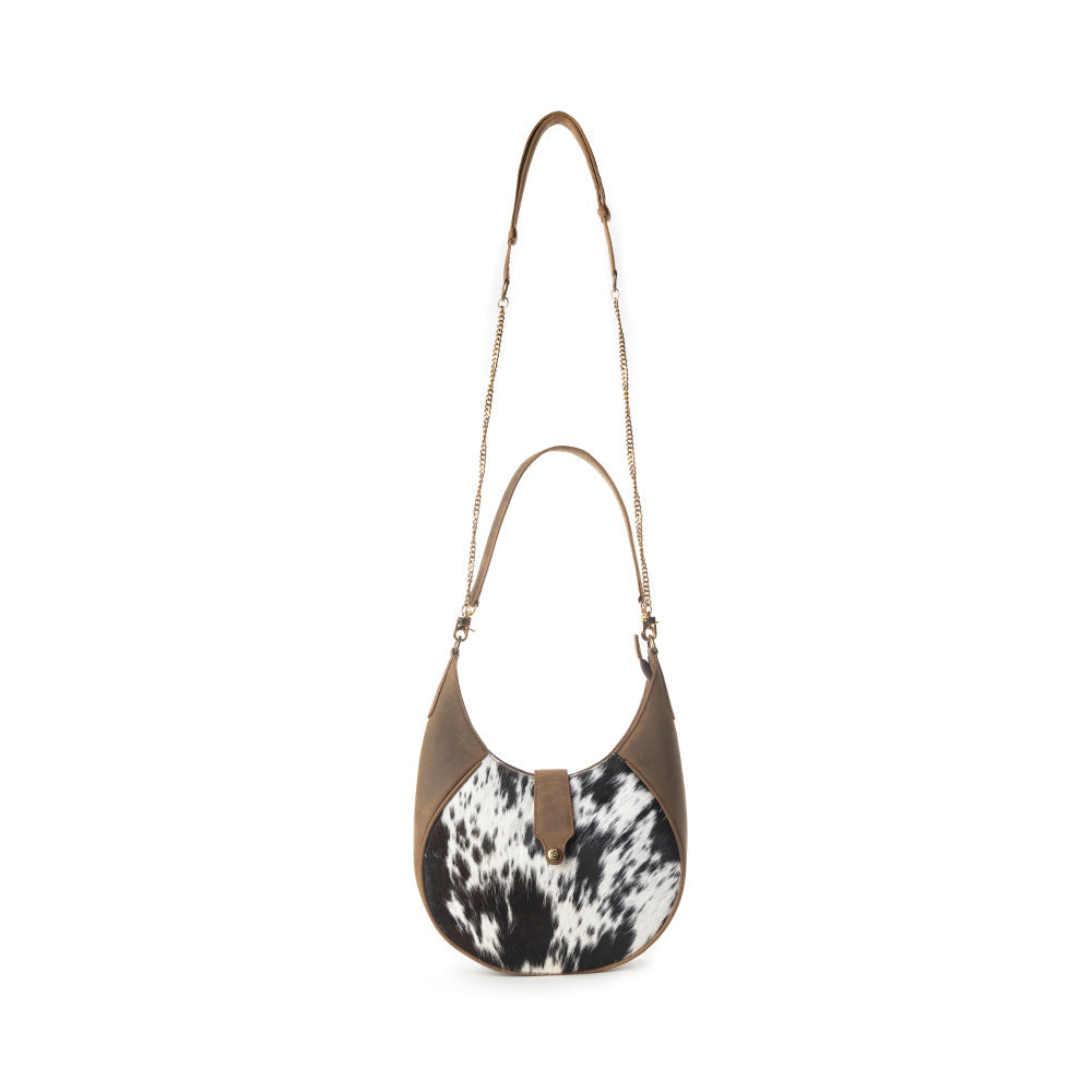 Myra Dakota Moon Hairon Leather Bag in Midnight Tan