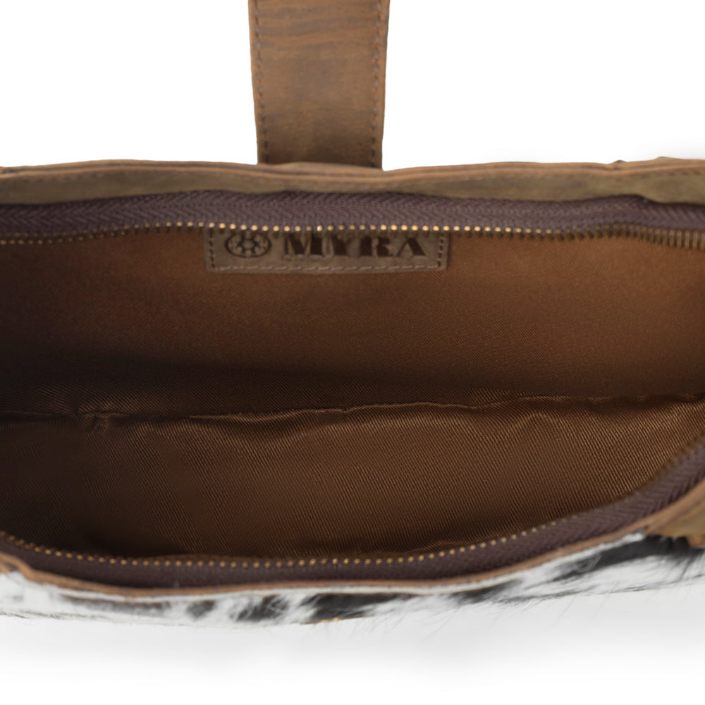 Myra Dakota Moon Hairon Leather Bag in Midnight Tan