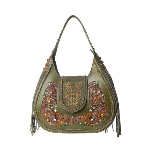 Myra Sierra Grove Handtooled Leather Bag in Western Fern