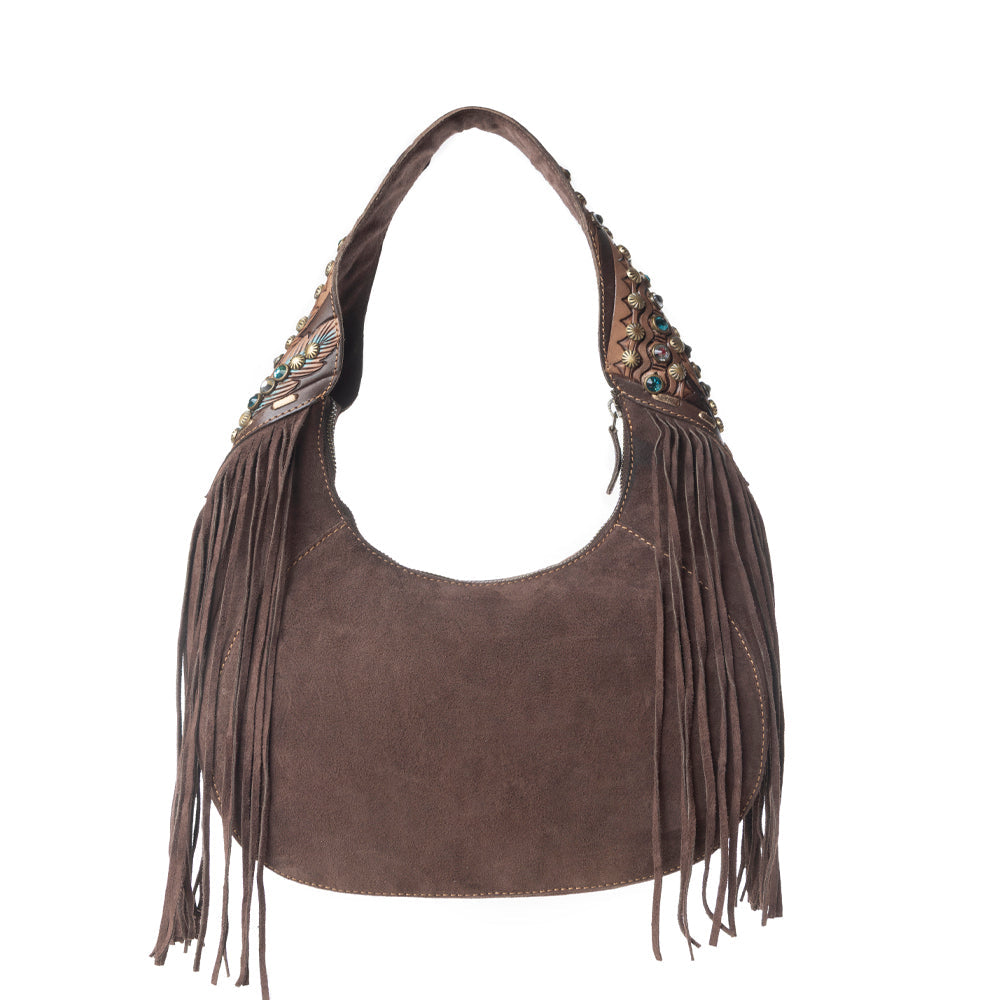 Myra Sierra Grove Handtooled Leather Bag in Deep Espresso
