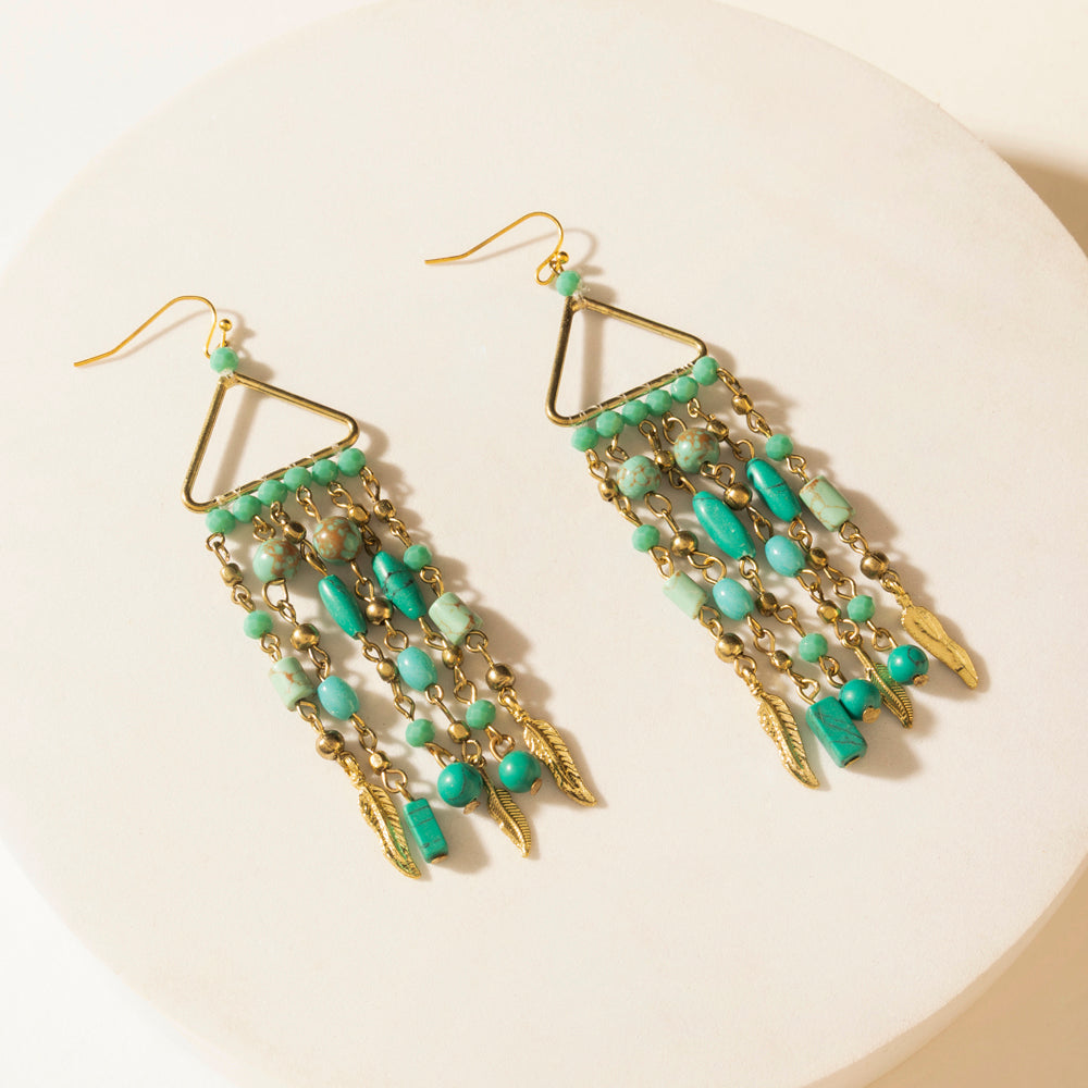Rio Grande Beaded Earrings in Breezy Teal