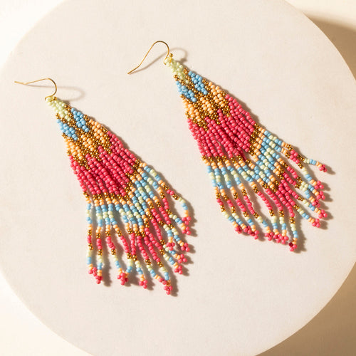 Rosebonnet Beaded Fringe Earrings in Bloomin' Pink