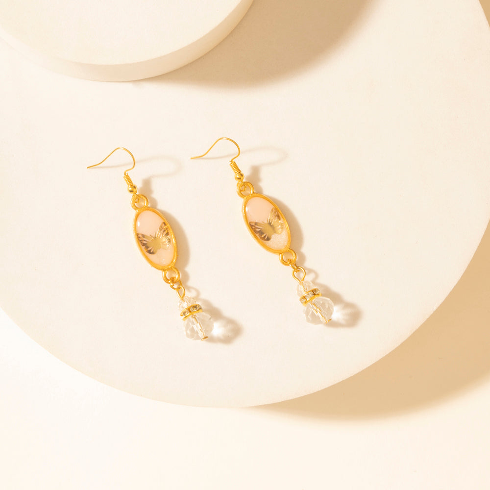 Honey Crystal Dangle Earrings in Dawn Blush