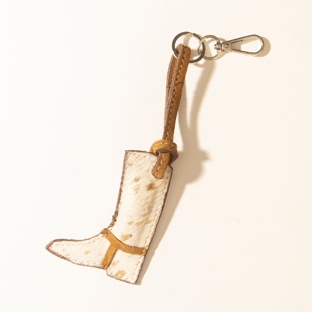 Rustler’s Boot Hairon Keychain in Hay Ivory