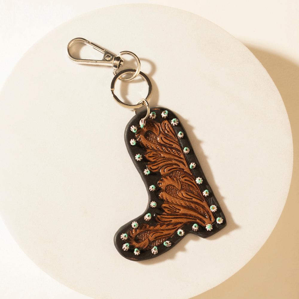 Legend Boot Charm Keychain in Carve Tan